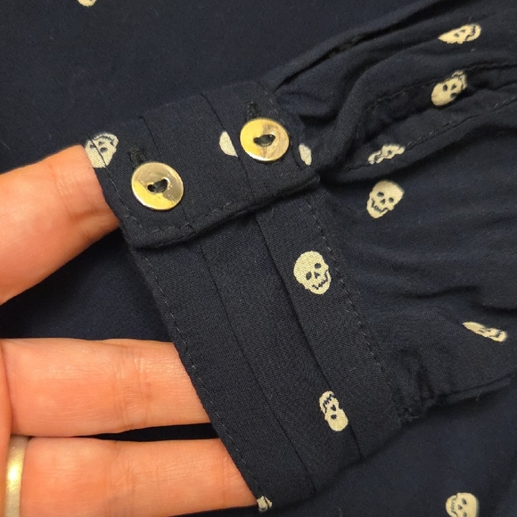 Navy Polka Dot Women's Blouse - Picture 3 of 12